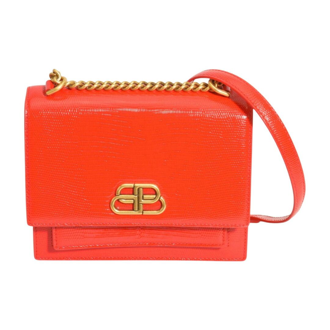バレンシアガ Balenciaga サッチェル リザード型押し チェーンショルダーバッグ レッド 580641 レディース F-YA1112