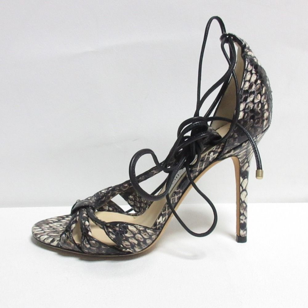 美品JIMMY CHOO ブラック グリッター サンダル ヒール約10cm