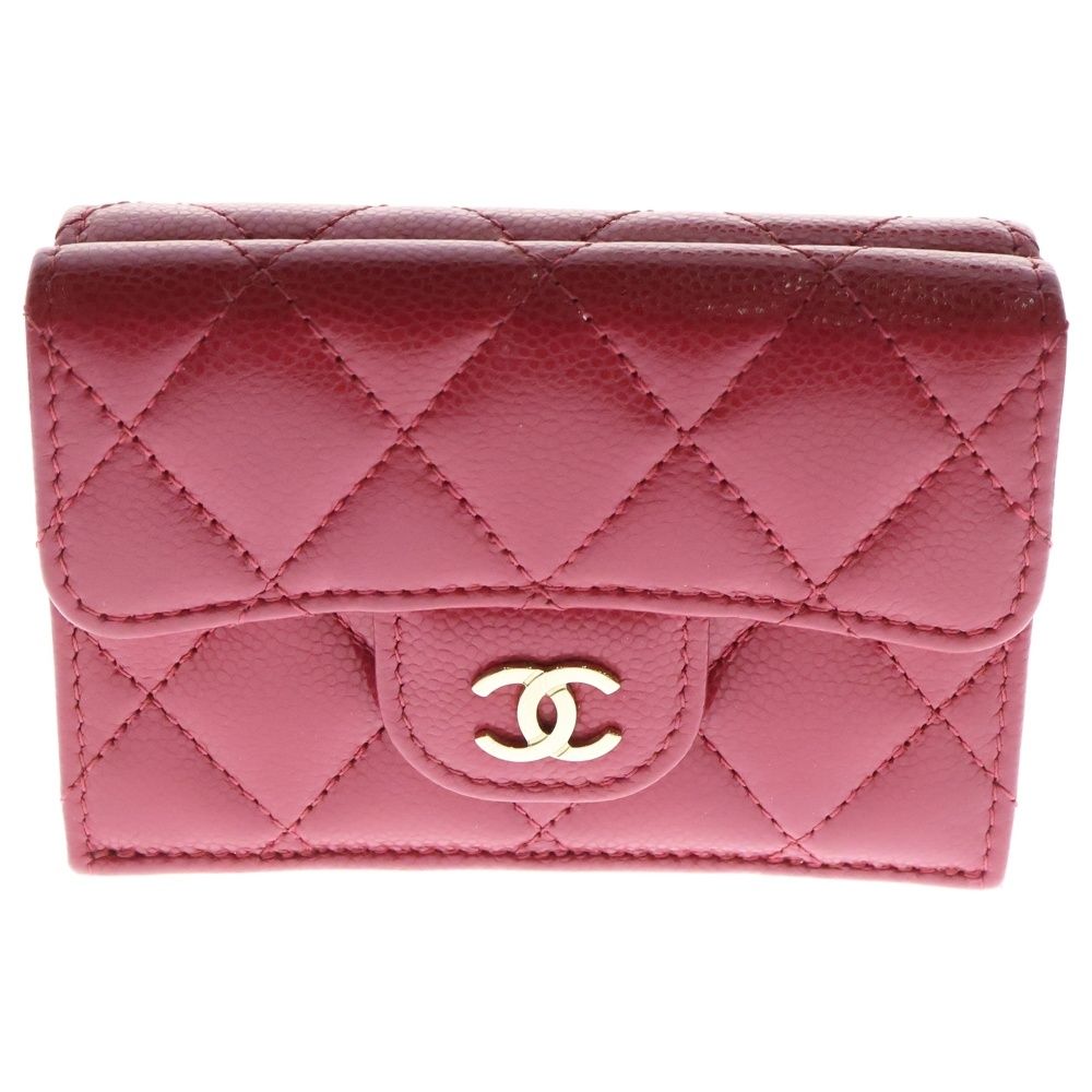 CHANEL キャビアスキン　コンパクトウォレット　　　2022年春コレクション CHANEL (シャネル) キャビアスキン マトラッセ コンパクト