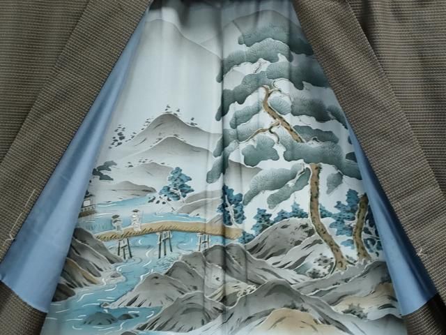 平和屋着物○男性 本場縞大島紬 アンサンブル 吉祥文 薩摩ロマン 証紙