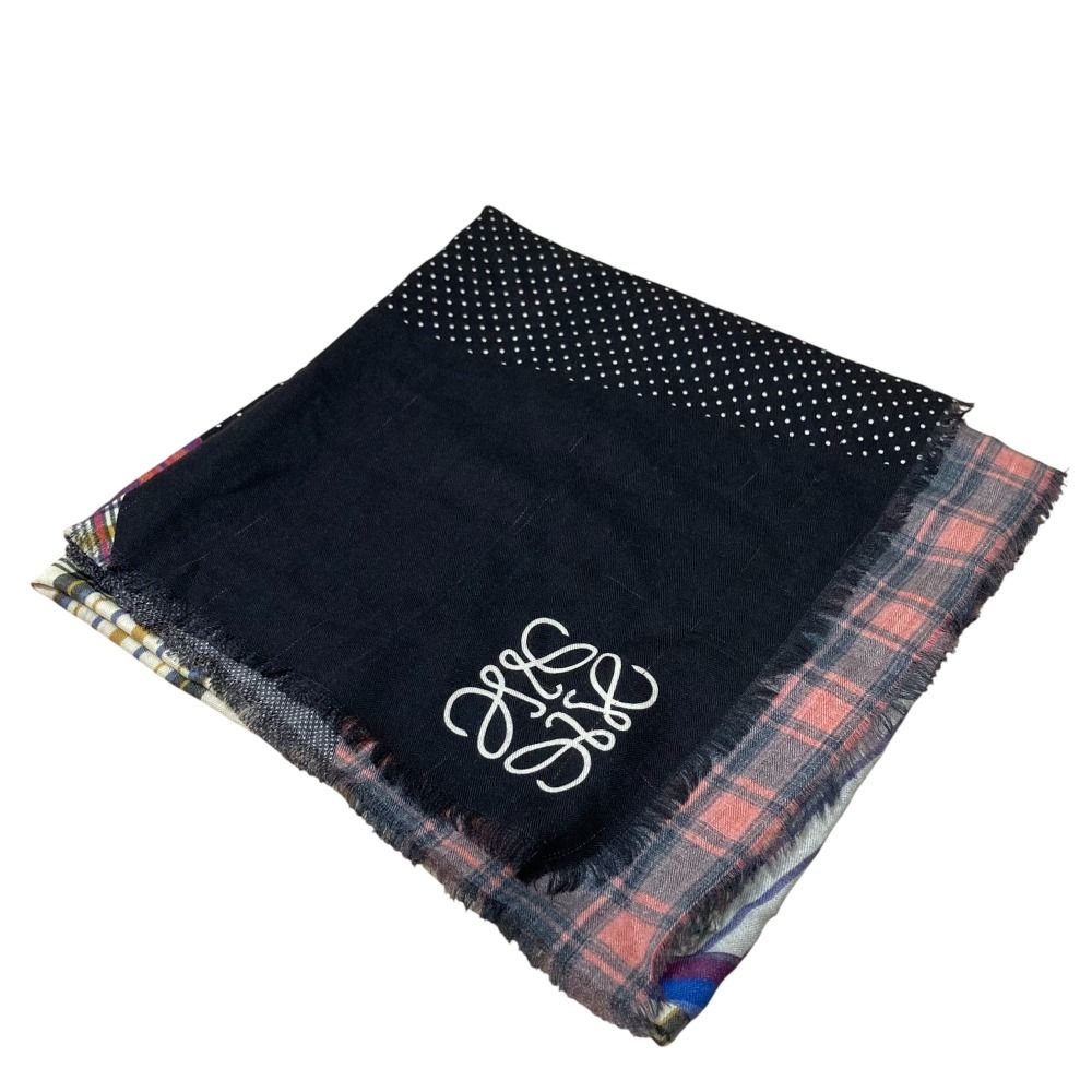 LOEWE ロエベ アナグラム カシミヤブレンド マルチパターン 大判ストール ショール マルチ レディース 古着