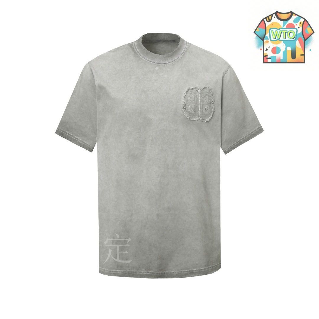 BALENCIAGA パッチ付き スリーブ Tシャツ 新作 シンプル 今日特価】BALENCIAGA Spring/Summer 重磅洗い加工 デニムパッチ