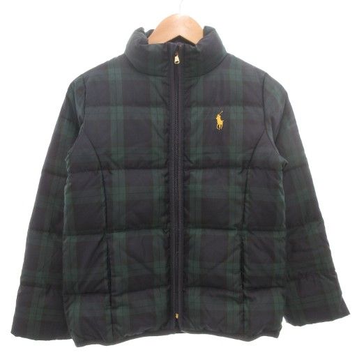 ラルフローレン RALPH LAUREN ダウンジャケット ジップアップ ブラックウォッチ ポニー刺繍 150 紺 ネイビー 緑 グリーン |GV GY18