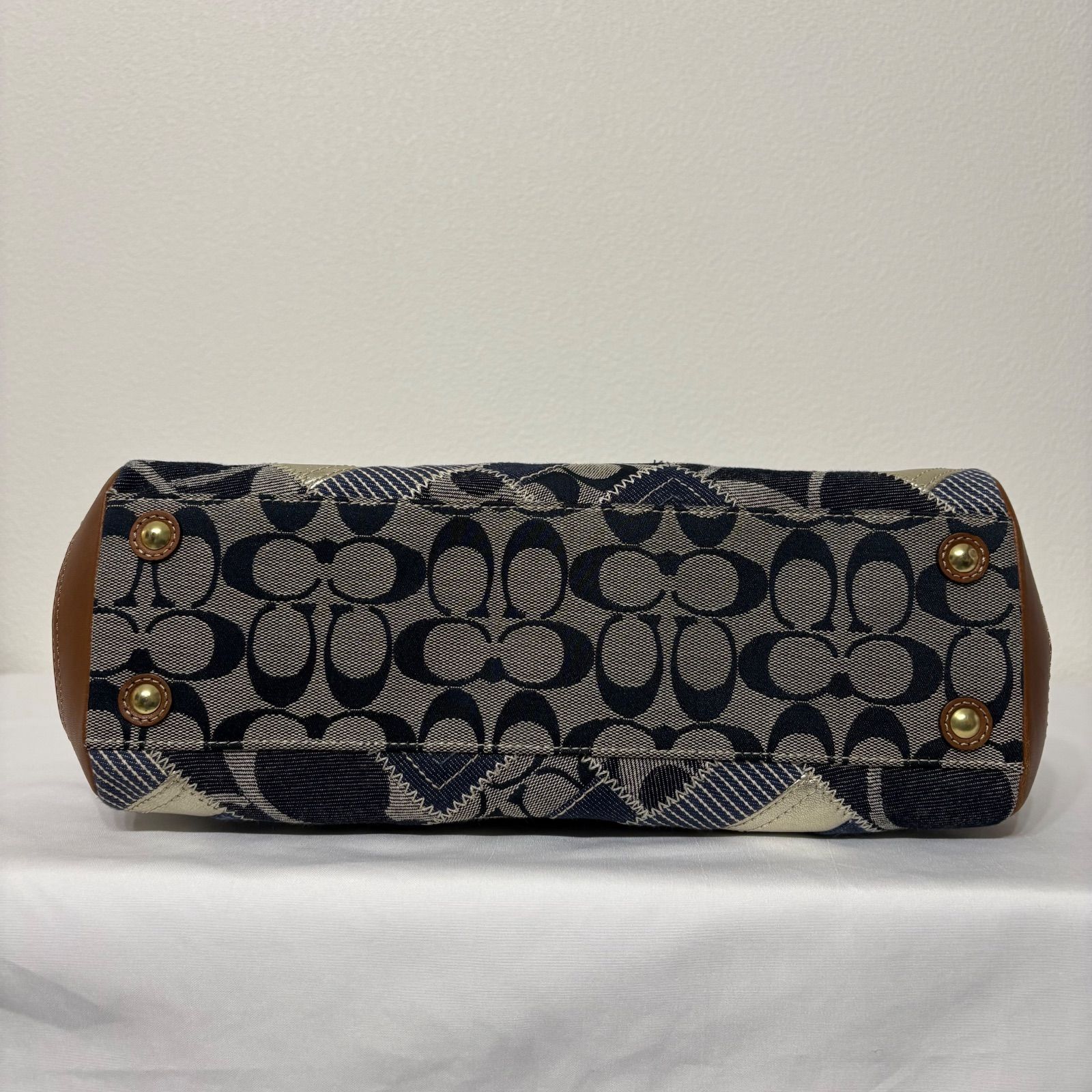 レディース COACH turn lock patchwork denim tote bag COACH コーチ
