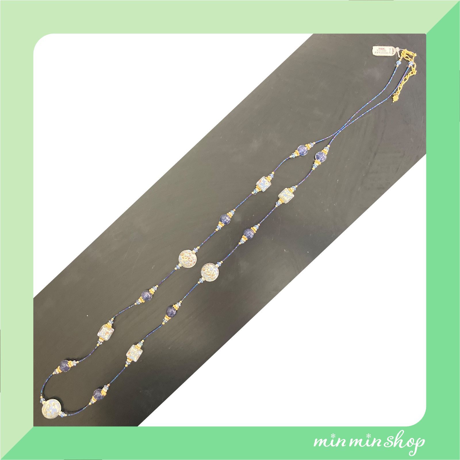 ヴェネチアンガラス／ネックレス＊約55cm＊コバルトブルー＋