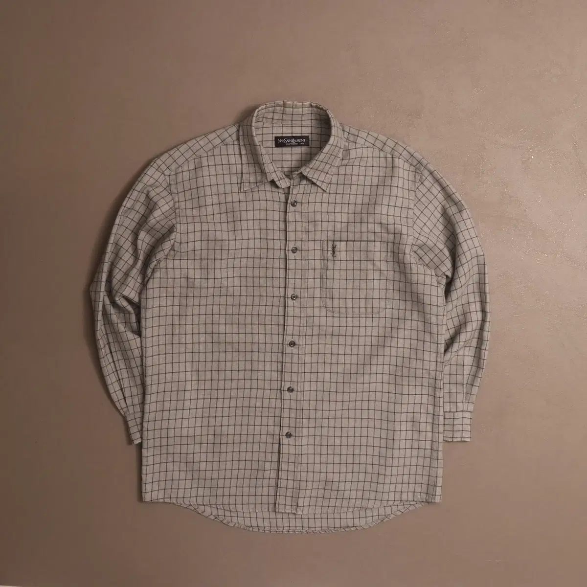 YVES SAINT LAURENT イヴ サンローラン チェック ウール シャツ A1029