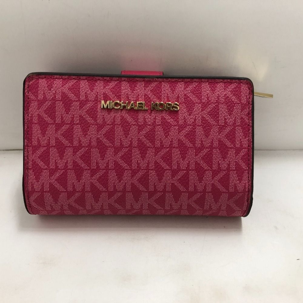 美品　マイケルコース　折り財布 ピンク 二つ折り財布 MICHAEL KORS 二つ折り財布 ホワイト/ピンク