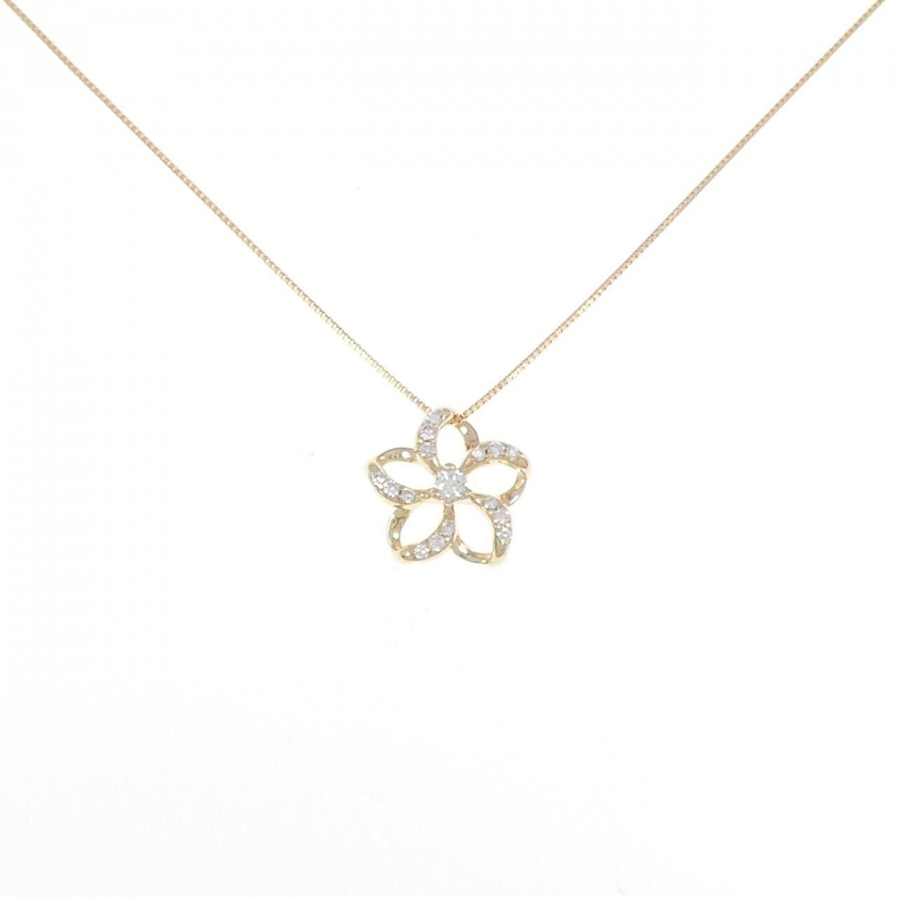 14KYG/K18YG フラワー ダイヤモンド ネックレス - メルカリ 