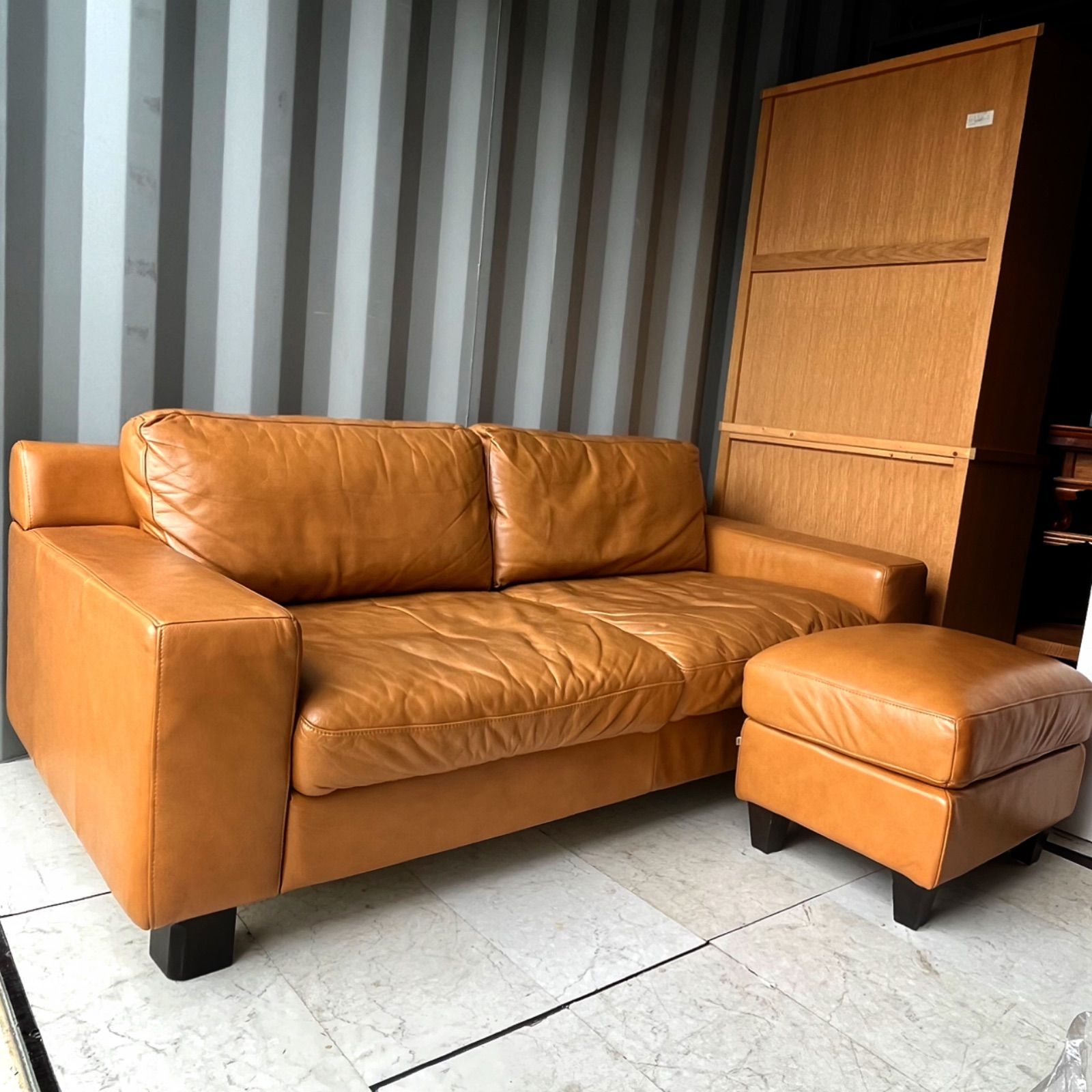 送料無料！美品 IDEE イデー セリュー 本革キャメルヴィンテージ3P