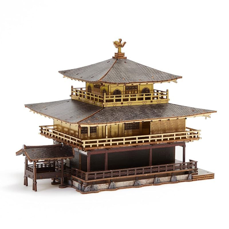 彡ki-gu-mi 金閣寺 カラーバージョン - 小学生 から 大人 まで 楽しめる 木製 3D 立体パズル DIY 工作キット - 男の子 女の子 の 知育玩具 - 立体アート として 大人の プレゼント にも最適な ウッドパズル