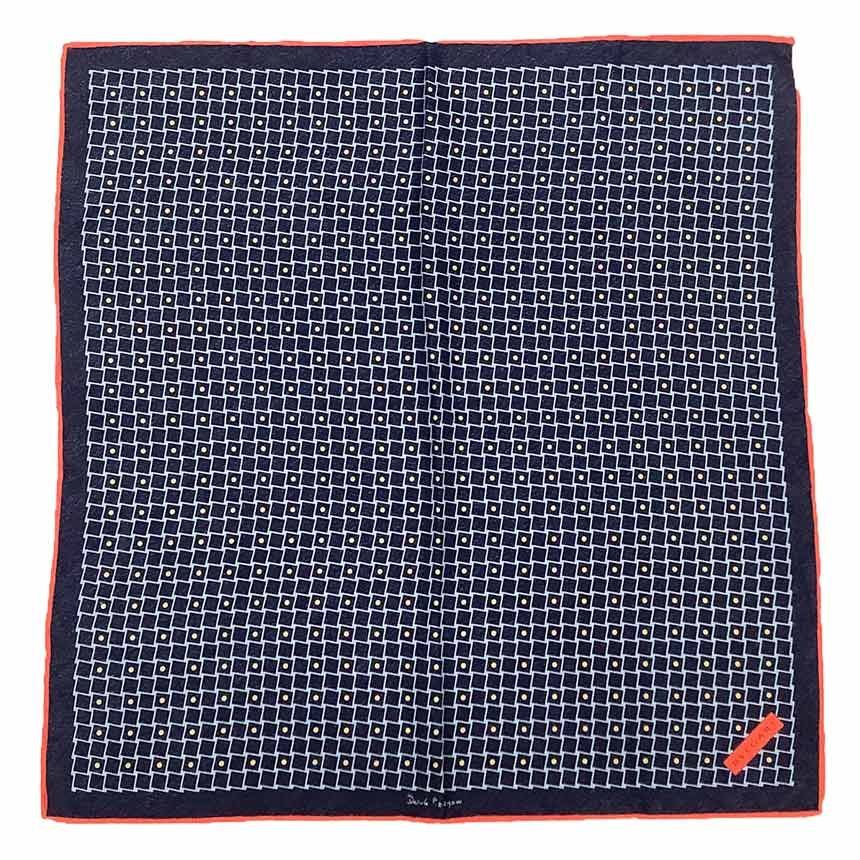 BVLGARI ブルガリ スカーフ ネイビー シルク ポケットチーフ ネッカチーフ aq12132