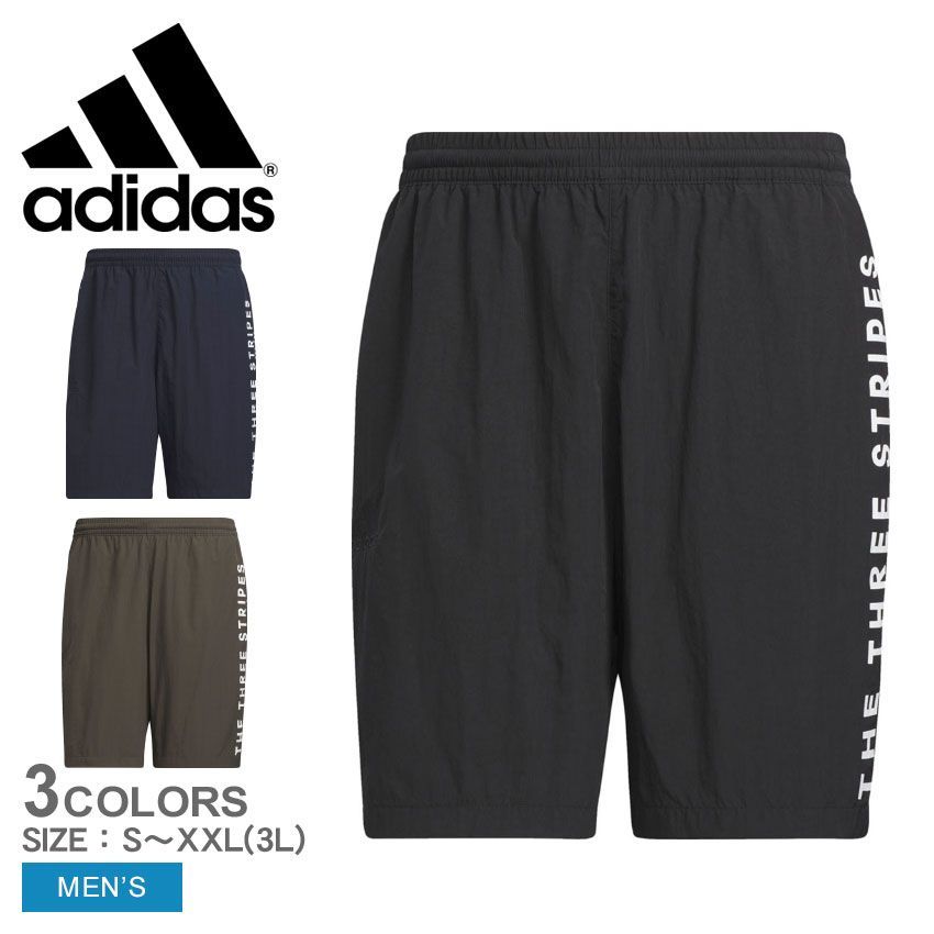 アディダス ハーフパンツ BXF27 メンズ WORDING ショーツ ADIDAS カラー:01.ブラック×カーボン 品番：2457-1073