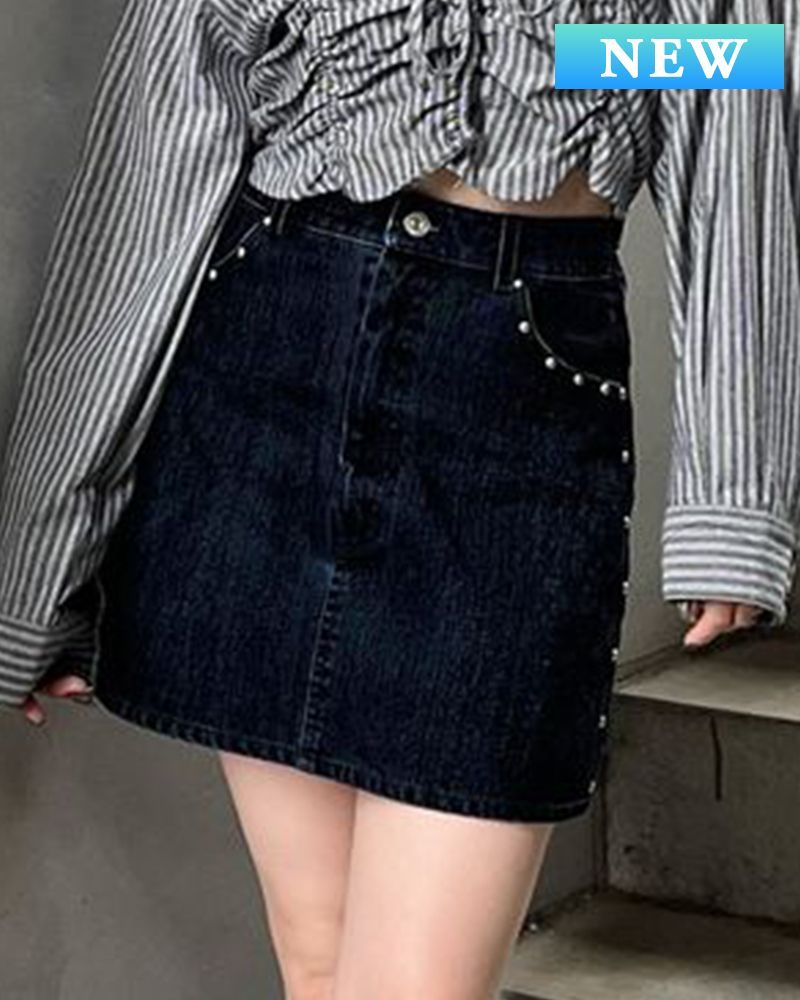 ムルーア フロッキーデニムミニスカート