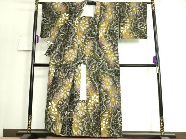 平和屋本店□極上 夏物 浴衣 有松鳴海絞り 草花文 綿 逸品