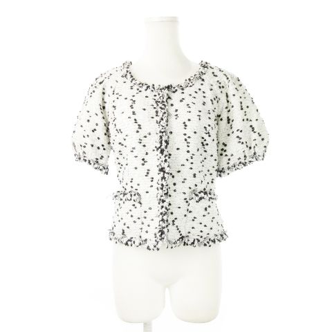 ルネ Rene TISSUE ツイードジャケット ノーカラー 半袖 ルネ Rene TISSUE ツイードジャケット ノーカラー 半袖