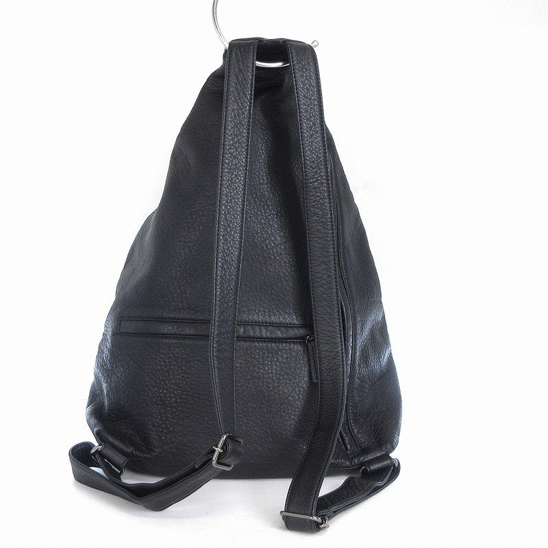 ディスコード discord 美品 Yohji Yamamoto SOFT CALF SHRINK LEATHER BACK PACK リュックサック  バックパック レザー 黒 ブラック 鞄 ■SM1