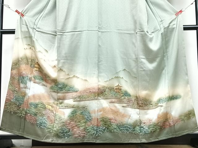 平和屋着物□訪問着 作家物 手描き 風景文 暈し染め 正絹 逸品