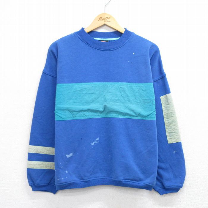 XL/古着 長袖 スウェット メンズ 00s PCH クルーネック 青他 ブルー
