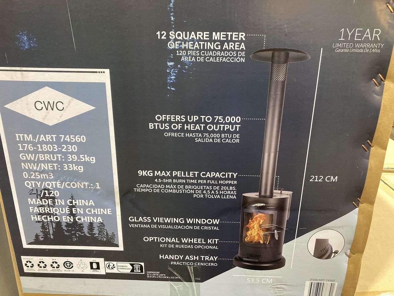 Miredo 屋外用 ペレットヒーター アウトドア ソロ キャンプ 野外パーティー 暖か 耐久性高 連続運転 煙の発生量を50%削減 ホイール付き移動楽