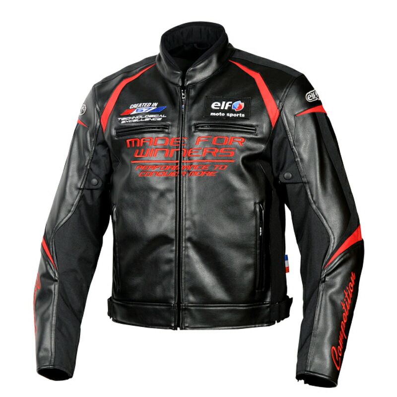 メーカー正規品 エルフ Elf エボルツィオーネPUレザージャケット ブラック-レッド EJ-W108-BR-S バイク用 S