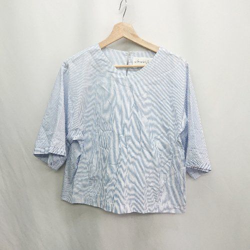 ⊂ Φ Si-Si-Si comforrt ストライプ 半袖 カットソー サイズF ブルー系 レディース E  【1411280025192】
