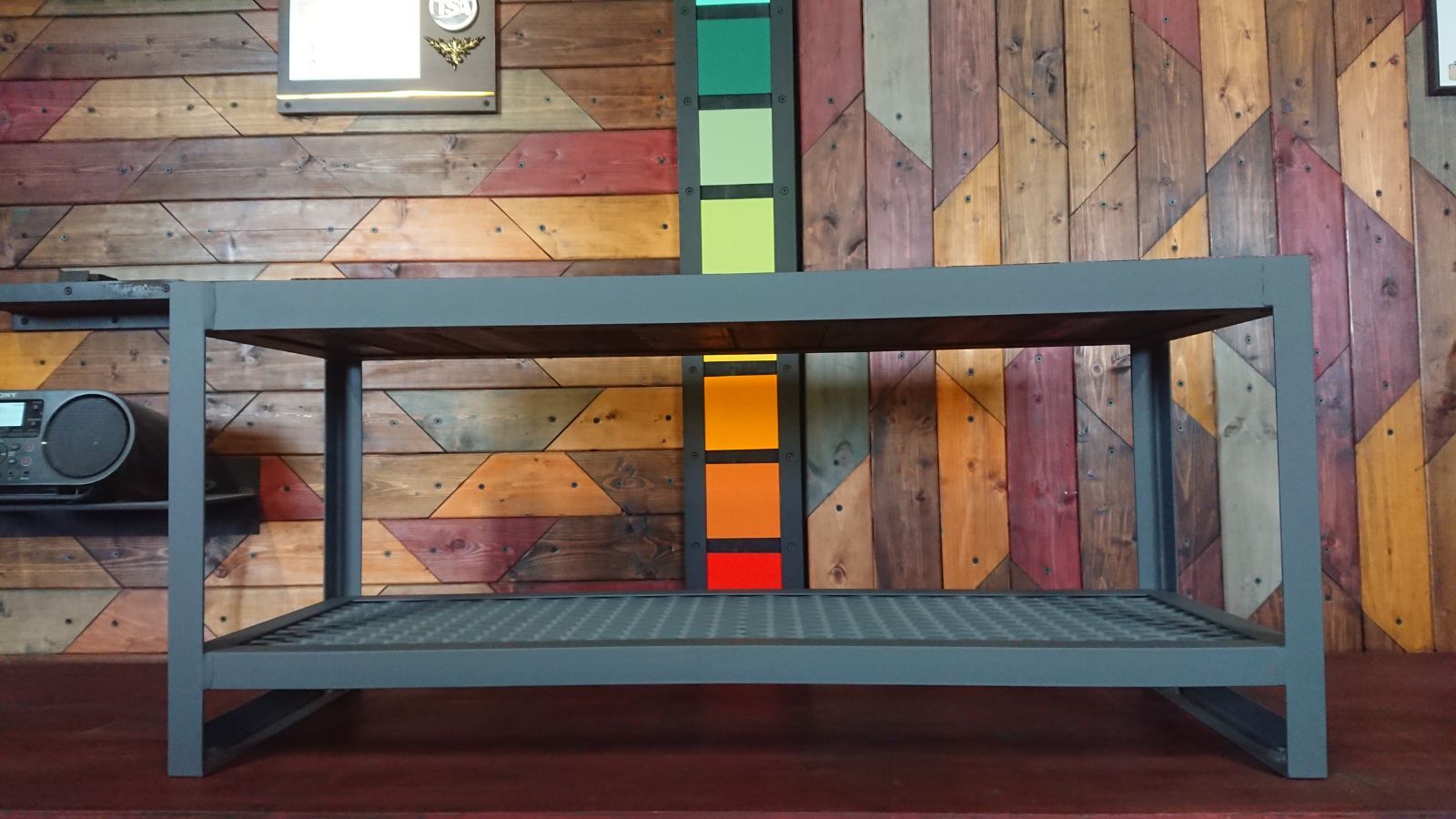 無塗装でアイアンなベンチ＆シューズラック♪ 300×900×400mm マット