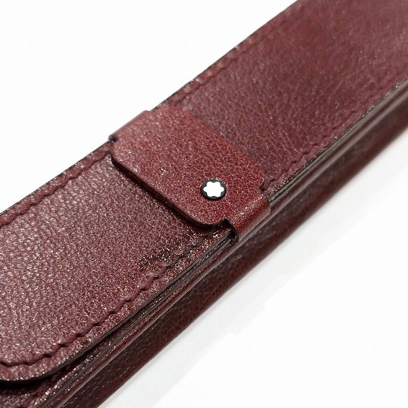 MONTBLANC - MONTBLANC モンブラン レザー ペンケース　レッド　赤 モンブラン(Mont Blanc) レザー 1本用ペンケース レッドパープル