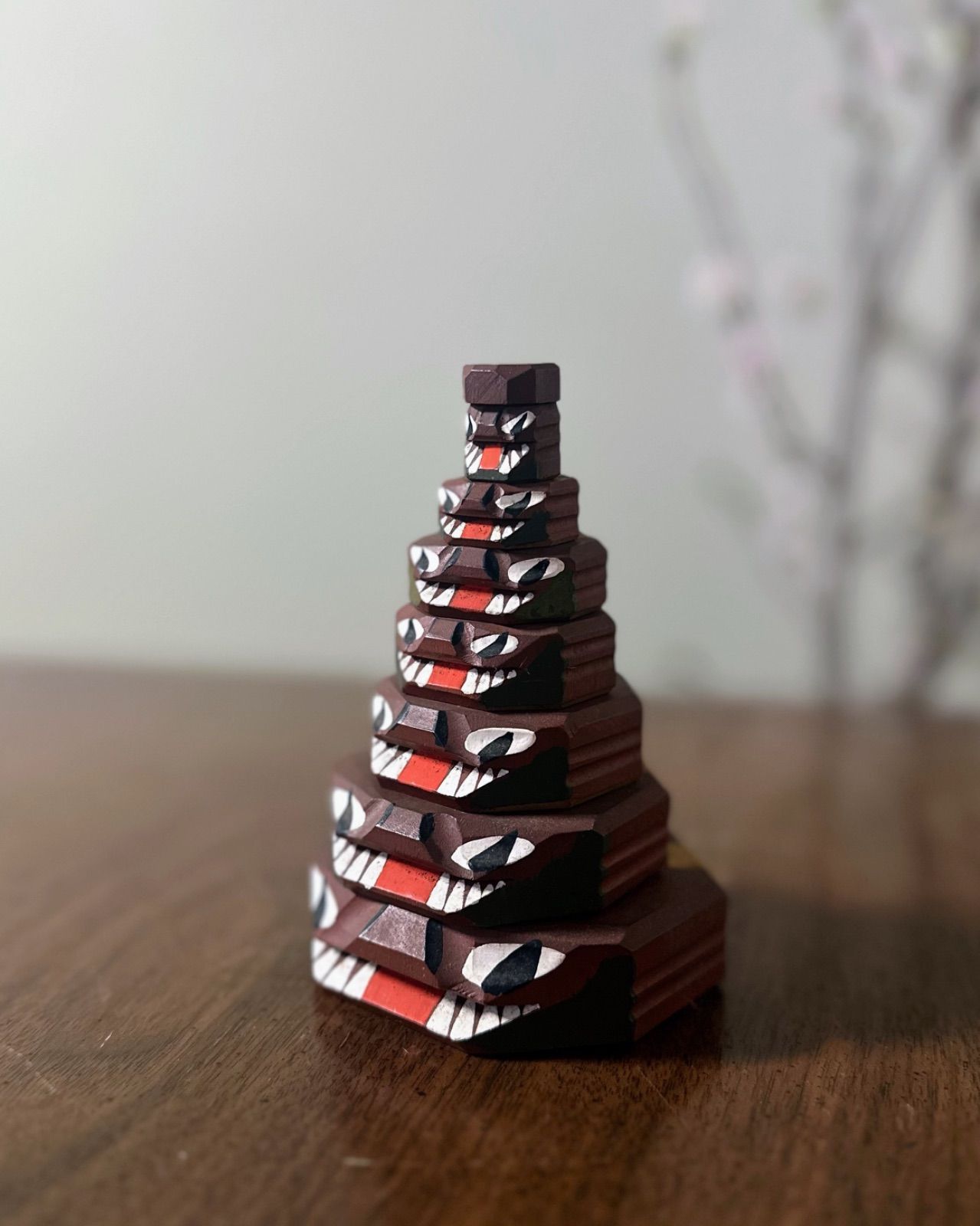 状態良好◇魔除けの神 木でこ 大友人形 7つセット 木仙作 大分県別府