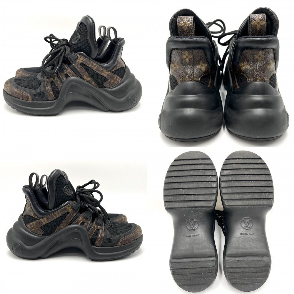 ルイヴィトン スニーカー レディース アークライトライン ハイカット モノグラム ファッションアイテム 38サイズ 靴 約24.5cm LOUIS VUITTON 1A43LH ラバー ブラック 黒 ブラウン 茶 品