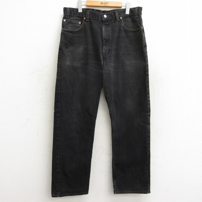 W36/古着 ジーンズ Levis リーバイス 505 メンズ 90s ヒゲ コットン 黒 ブラック デニム 24aug02 中古 ボトムス ジーパン Gパン ロング パ