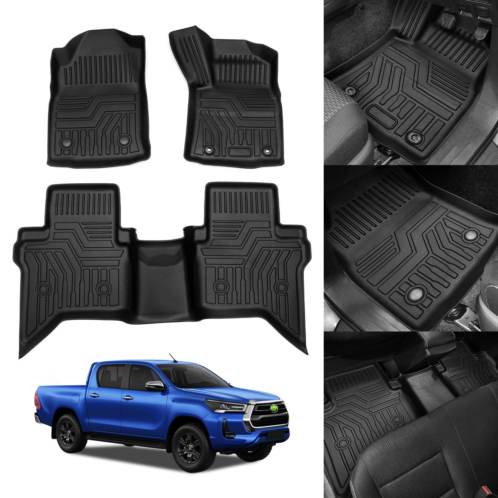 ハイラックス GUN125 前期 フロアマット 立体 カーマット オートマ車 HILUX GUN125 TPE素材 立体フロアマット 防水 抗菌効果 滑り防止 耐汚れ 車種 設計 取付簡単 カー用品 3Pセット