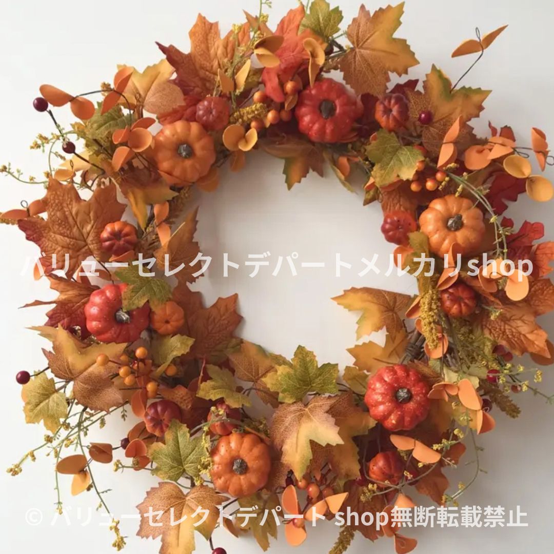 リース ハロウィン インテリア 秋 ガーデン ガーデニング 造花 玄関 黄色 花 人工花輪 秋造花 玄関 アジサイの花 コットン 松ぼっくり ベリー ユーカリとオリーブの葉 壁掛け 庭園 屋外 飾り 庭 置物 子供 こども 撮影背景 装飾 背景