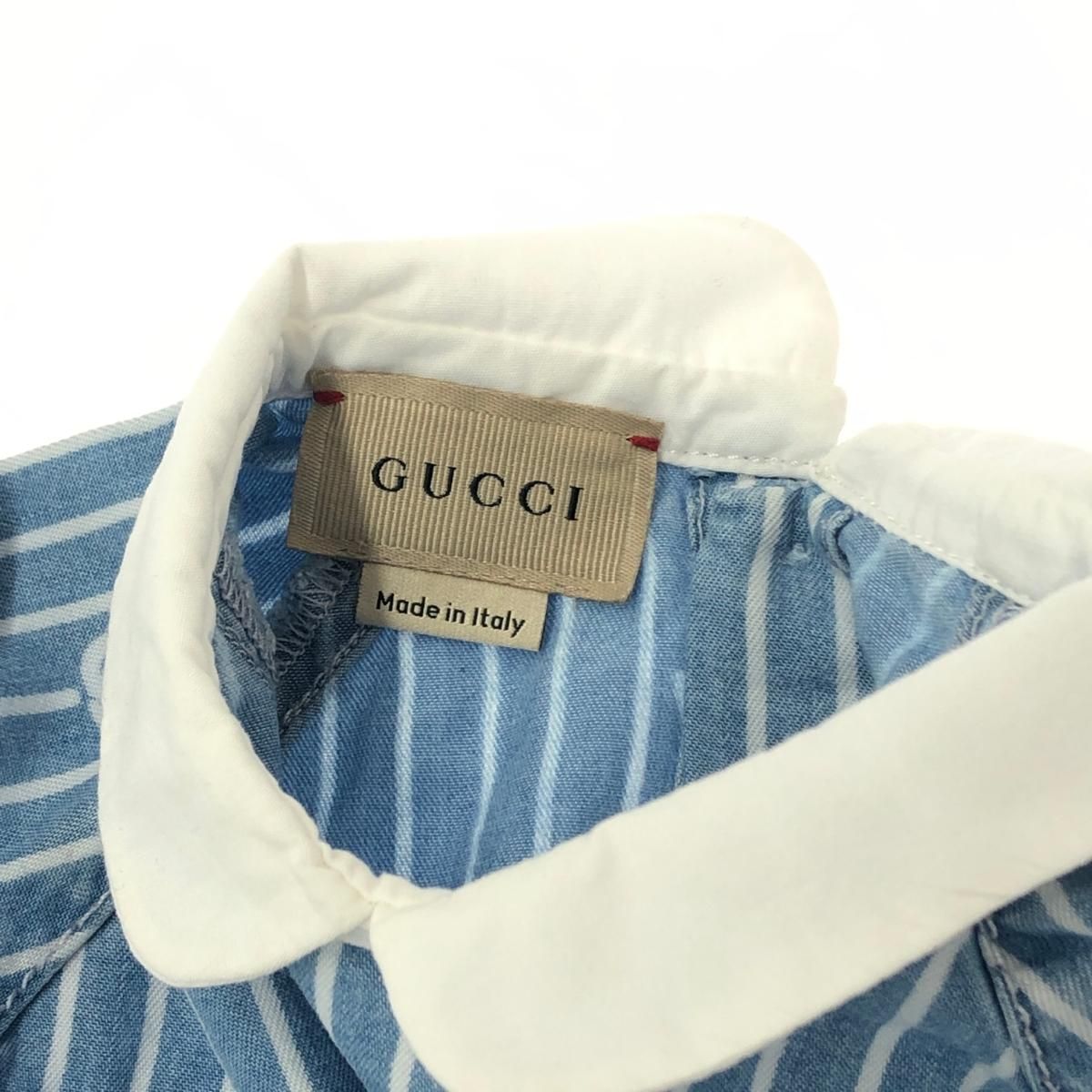 GUCCI グッチ 襟付き ストライプ 半袖 GG柄シャツ ワンピース
