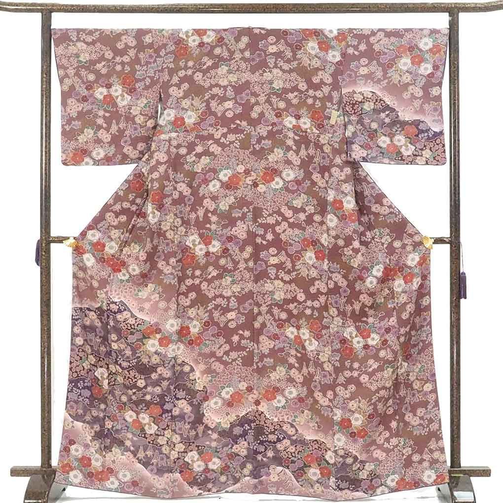 【送料無料/即納】  前幅24.5cm 裄68cm 身丈167cm 訪問着 後幅29.5cm 袖幅 袖丈49cm 着物・浴衣