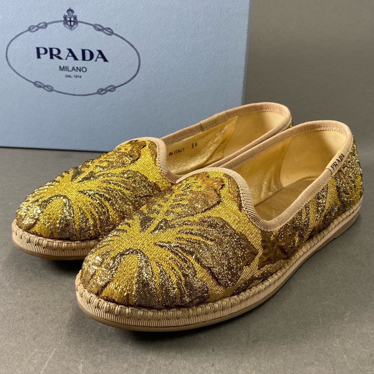 PRADA エスパドリーユ 2f13 【美品】 PRADA プラダ ジャガード トロピカルデザイン