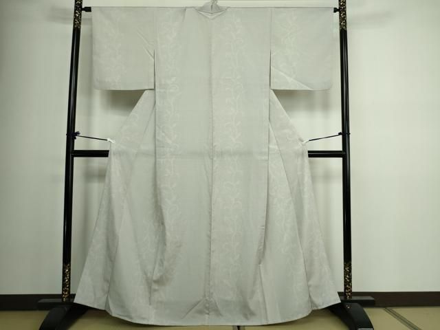 平和屋着物▽本塩沢 単衣 110亀甲 吉祥花間道 正絹 逸品