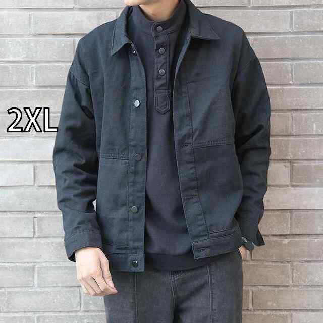 [2XL]メンズ ファッション 服 オシャレ シンプル 大人 かっこいい 大きいサイズ ストリート 紳士服 カジュアル ワークジャケット レトロ シャツ 長袖 ジャケット