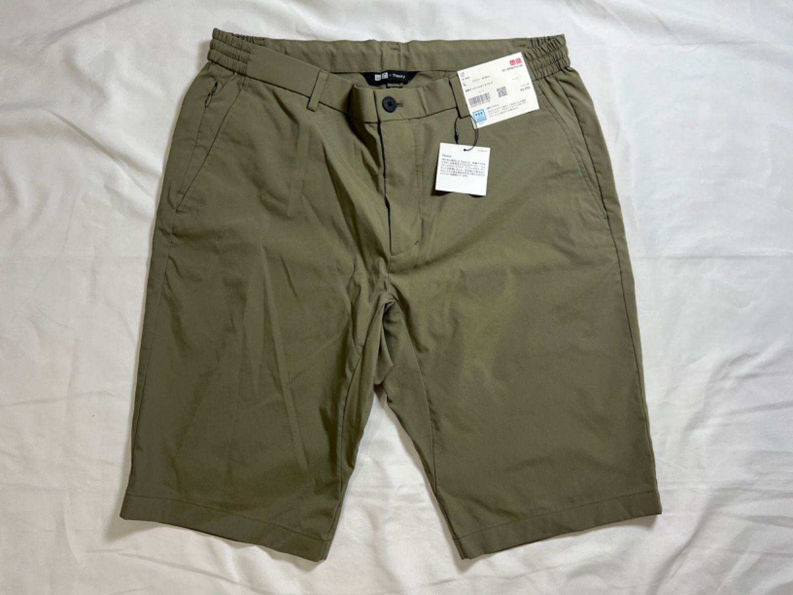 【214293】UNIQLO ユニクロ  UNIQLO×THEORY 感動イージーショートパンツ 未使用タグ付き　サイズL メンズ  ・ オリーブ