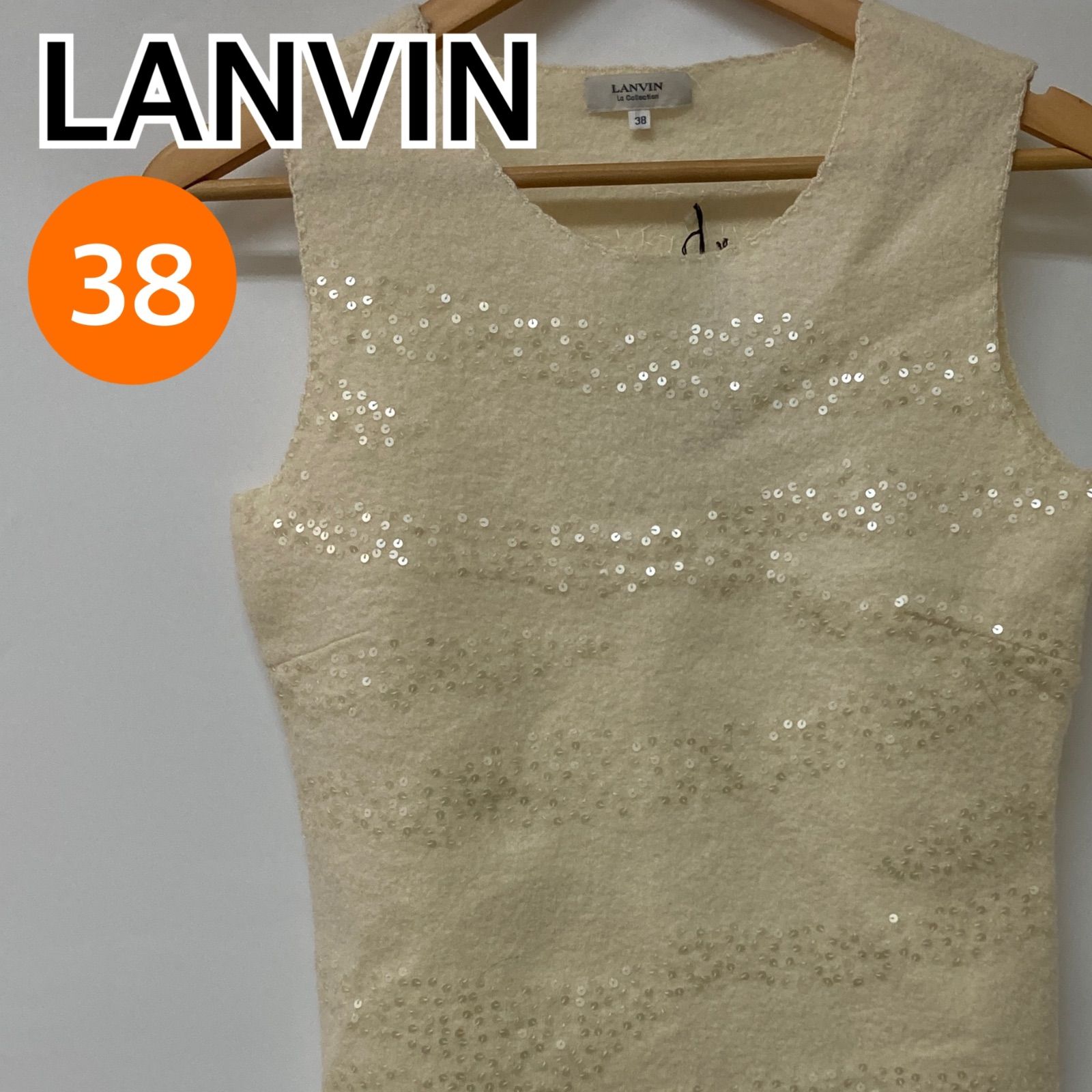 LANVIN ランバン トップス ノースリーブ スパンコール ホワイト レディース 38サイズ CT2182