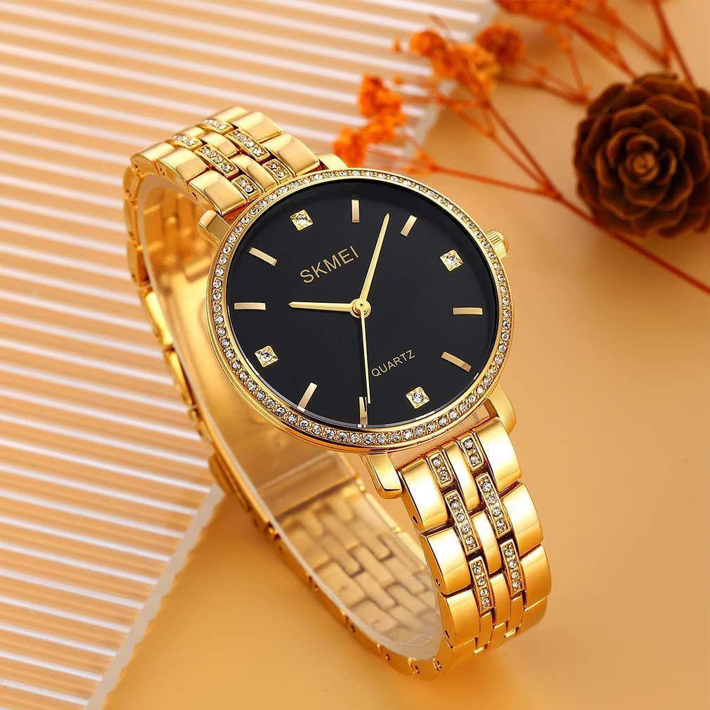 在庫セール】for ブラックWatch ゴールド プレゼント 高級 ビジネス ステンレス ブランド アナログ 防水 時計 れでいーす Women 女性用  うで時計 金色 大きい クラシック ダイヤモンド おしゃれ シンプル レディース 腕時計 - メルカリ