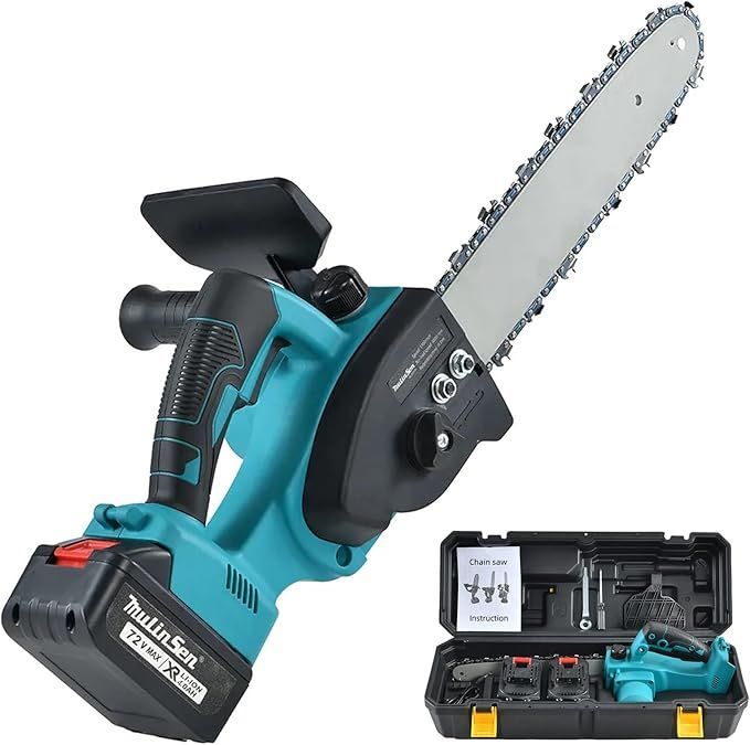 チェーンソー 充電式 ブラシレス 12インチ 切断径350mm 18V互換 4Ahバッテリ2個 コードレス 電動チェーンソー 自動給油 ポータブル ハンディ ミニ 家庭用 木工切断 大工道具 園芸設備 伐採 薪作り