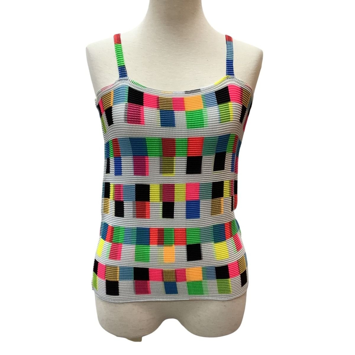 ♪♪ISSEY MIYAKE イッセイミヤケ PLEATS ワッフルプリーツ キャミソール SIZE M MM02FT901 マルチカラー