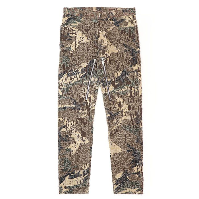 GIVENCHY ジバンシィ パンツ デストロイ ロゴ レザー パッチ ファスナー カモフラージュ 迷彩柄 スリムフィット 7P ジーンズ ボトムス メンズ サイズ 32 ブラウン系 茶色系