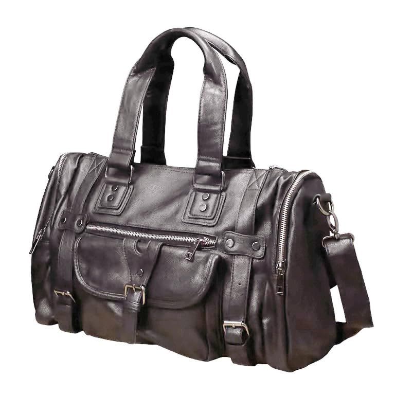 送料無料 LEOLEO ボストンバッグ PUレザー トートバッグメンズ ショルダーバッグ 大容量 多機能 肩掛け 斜めがけ 手提げ ハンドバッグ おしゃれ A4対応 カジュアル 旅行 出張 ブラック 男女兼用