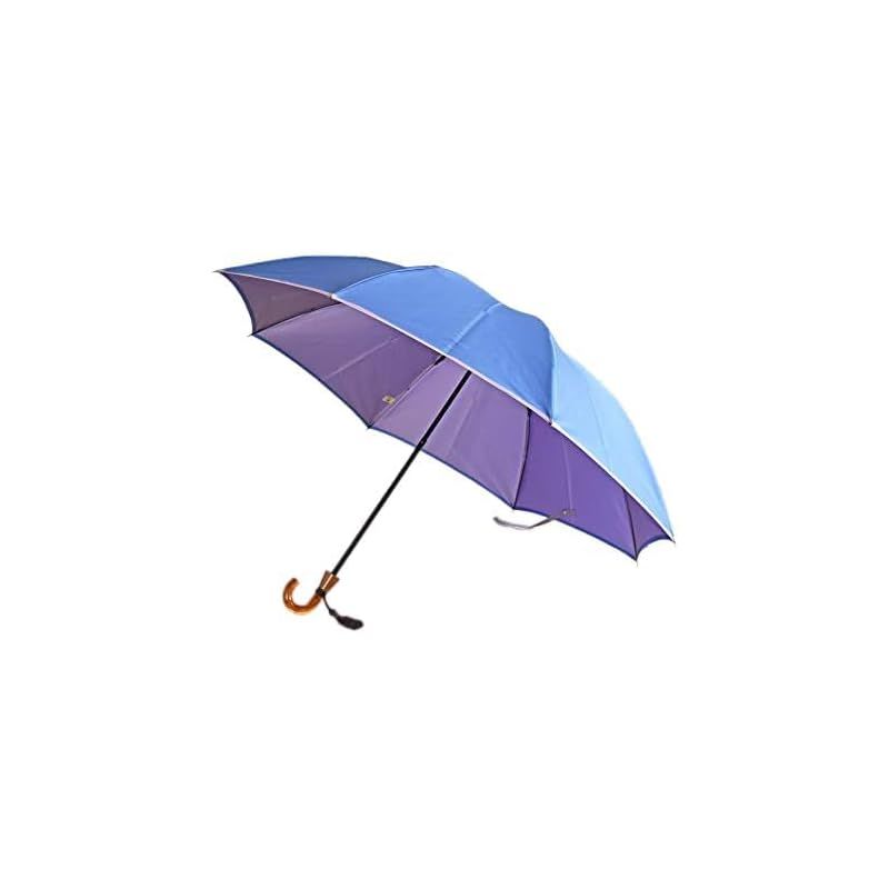 日本製 かさね 折り 55ｃｍ 甲州織両面 無地 雨晴兼用 べっ甲風手元 ２段折りたたみ傘 小宮商店 (セルリアンＸピンク) 1