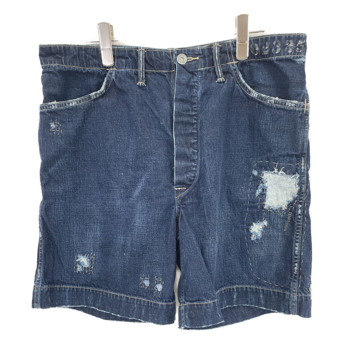 RRL ストライプ インディゴ ショーツ 32 ヴィンテージ 加工 国内正規品 rrm-sb-048.jpg