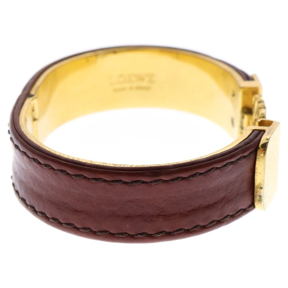 ★美品★ロエベ バングル アナグラム レザー ヴィンテージ ブレスレット LOEWE (ロエベ) Anagram Logo Bangle アナグラムロゴバングル