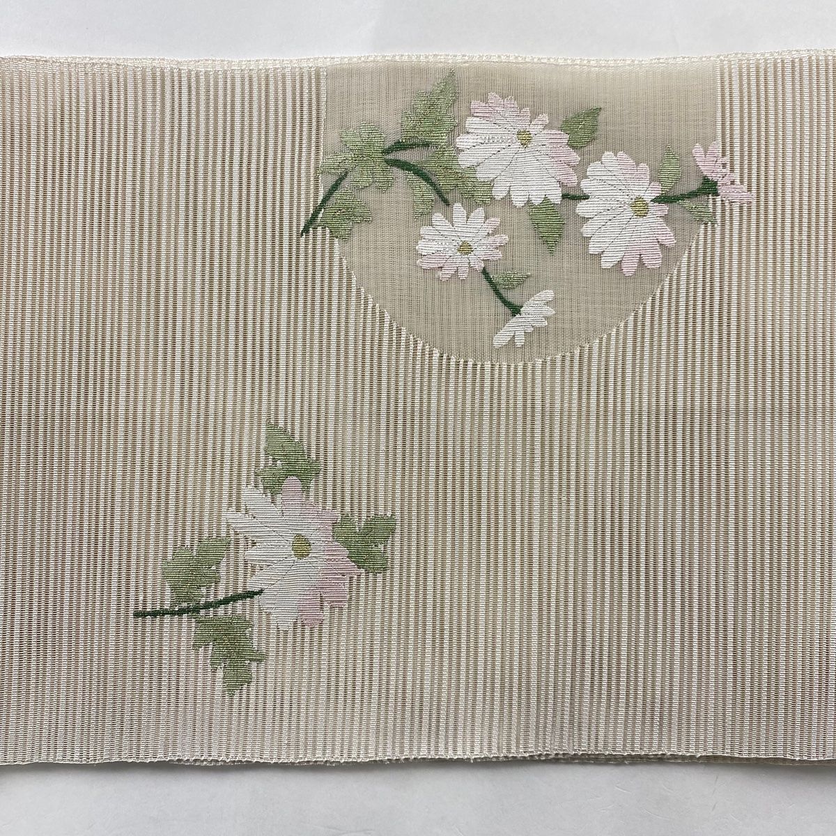 名古屋帯 優品 夏帯 絽 八寸名古屋帯 トンネル仕立て 菊 金糸