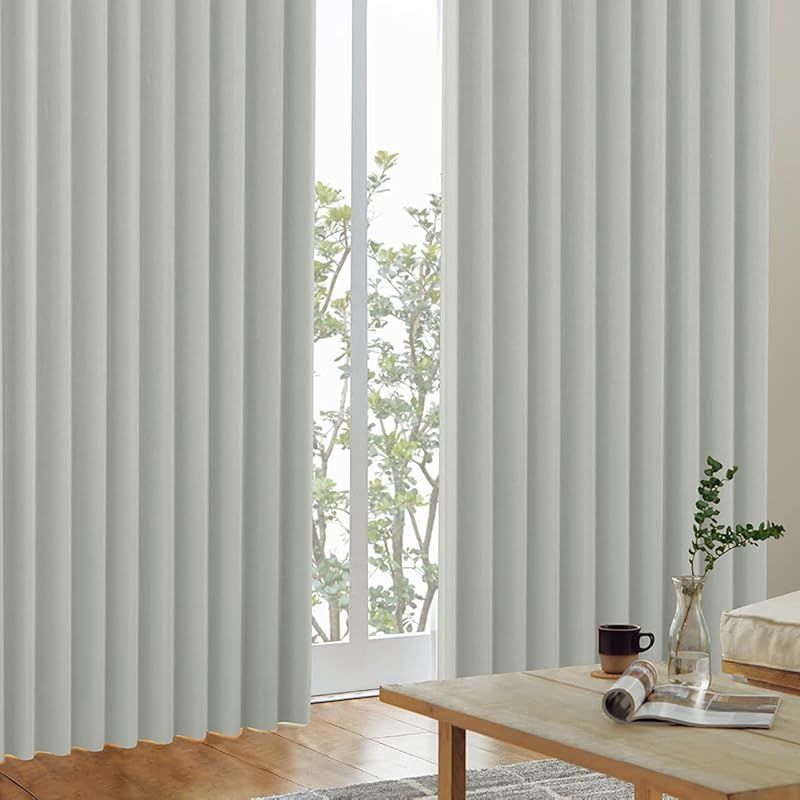 カーテンくれない 1級 遮光カーテン K-wave-D-plain 防炎 ラベル付 40色×140サイズ 2枚組 節電対策に 保温 保冷 断熱 遮熱 ライトグレー 幅100×丈190cm