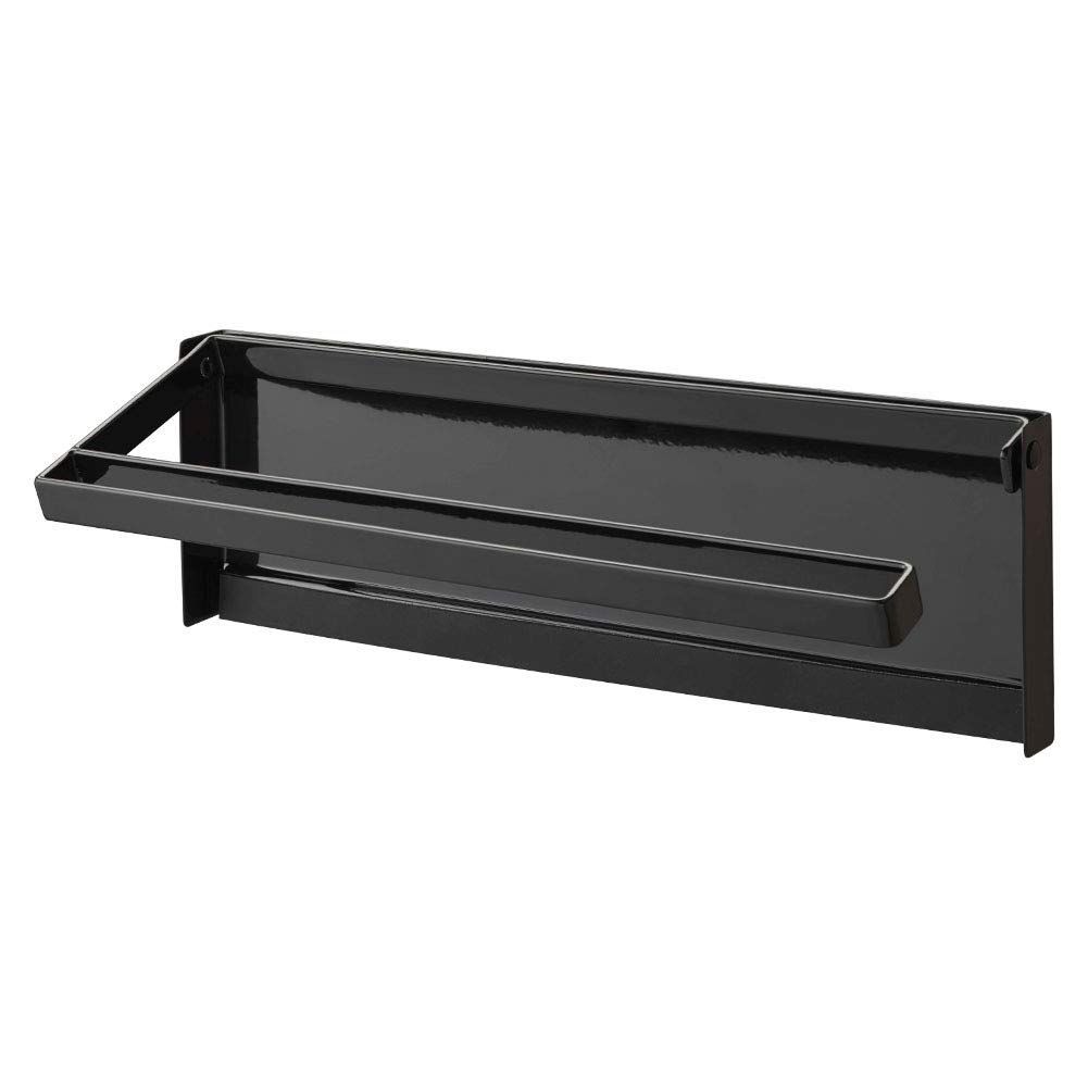 タワー 海外製の大判タイプにも対応 約W30.5XD2.5XH9.5cm ブラック 4942 片手でカットマグネットキッチンペーパーホルダー 山崎実業(Yamazaki)